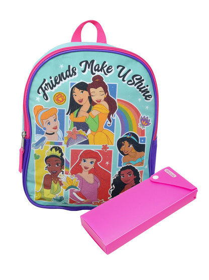 Disney Princesses Backpack 11" Tiana Belle w/ Sliding Pencil Case School Set