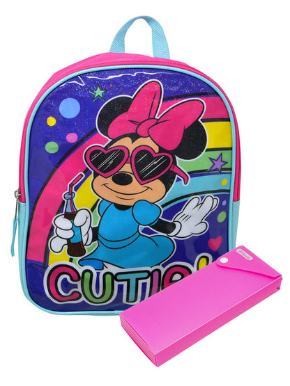 Minnie Mouse Small Backpack 11" Cutie Summer w/ Pencil Case School Set