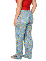 Women's Disney Mickey & Minnie Pajama Pants Lounge Wear Pluto Goofy Donald Blue