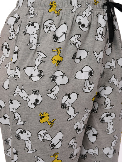 Men's Peanuts Snoopy Pajama Pants Lounge Wear Woodstock Gray