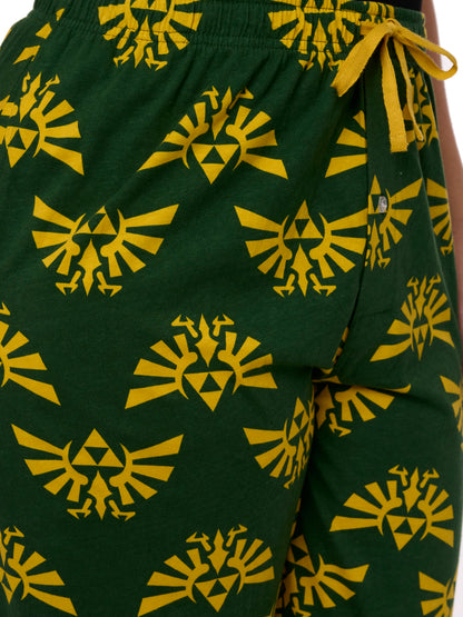 Men's Legend of Zelda Pajama Pants Lounging Hyrule Triforce Green