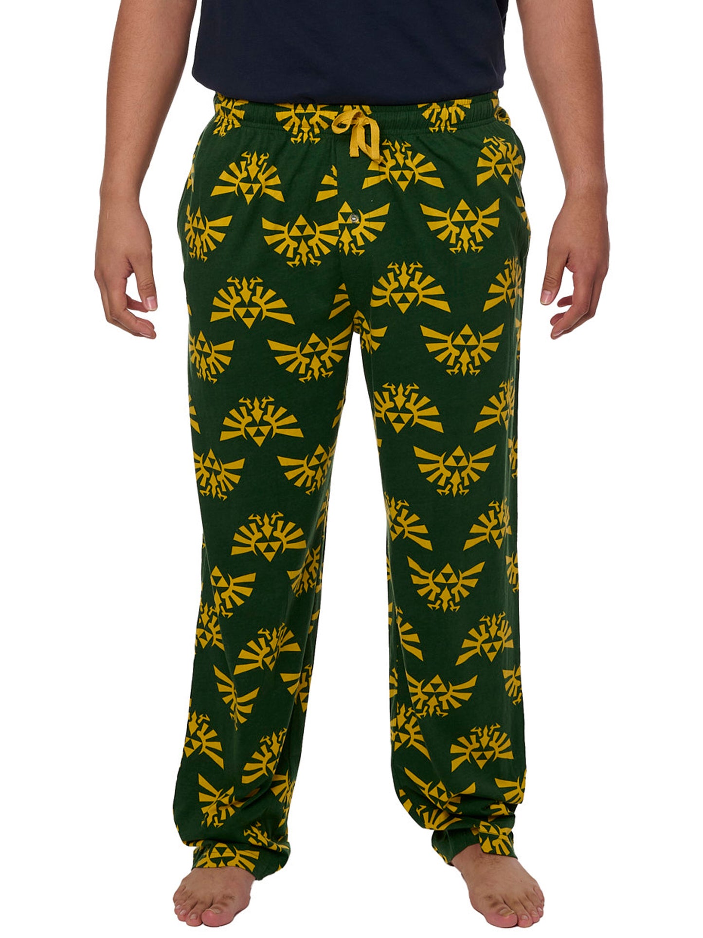 Men's Legend of Zelda Pajama Pants Lounging Hyrule Triforce Green