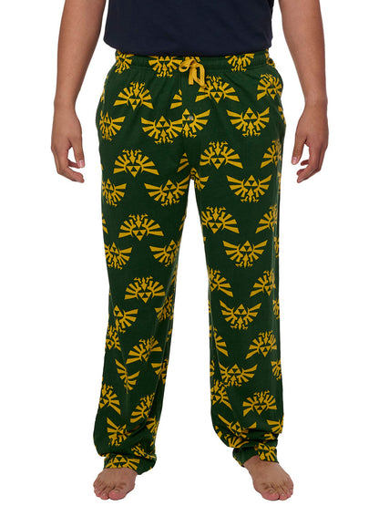 Men's Legend of Zelda Pajama Pants Lounging Hyrule Triforce Green