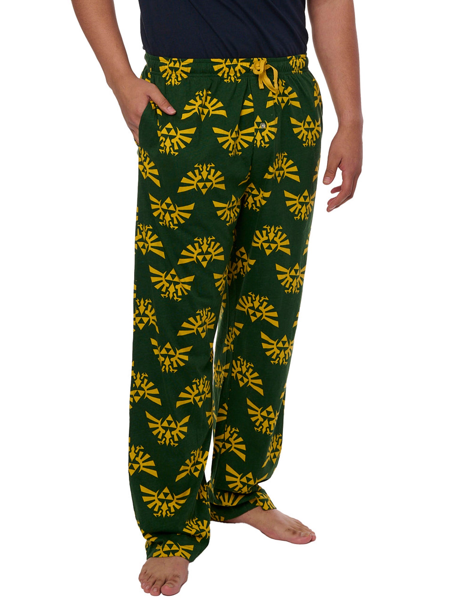 Men's Legend of Zelda Pajama Pants Lounging Hyrule Triforce Green