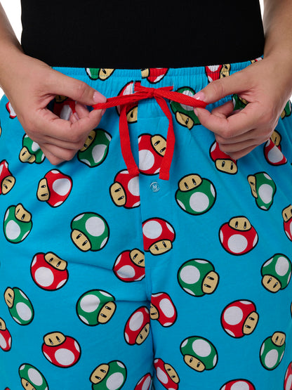Super Mario Bros Women's Pajama Pants Lounge Wear Nintendo Blue