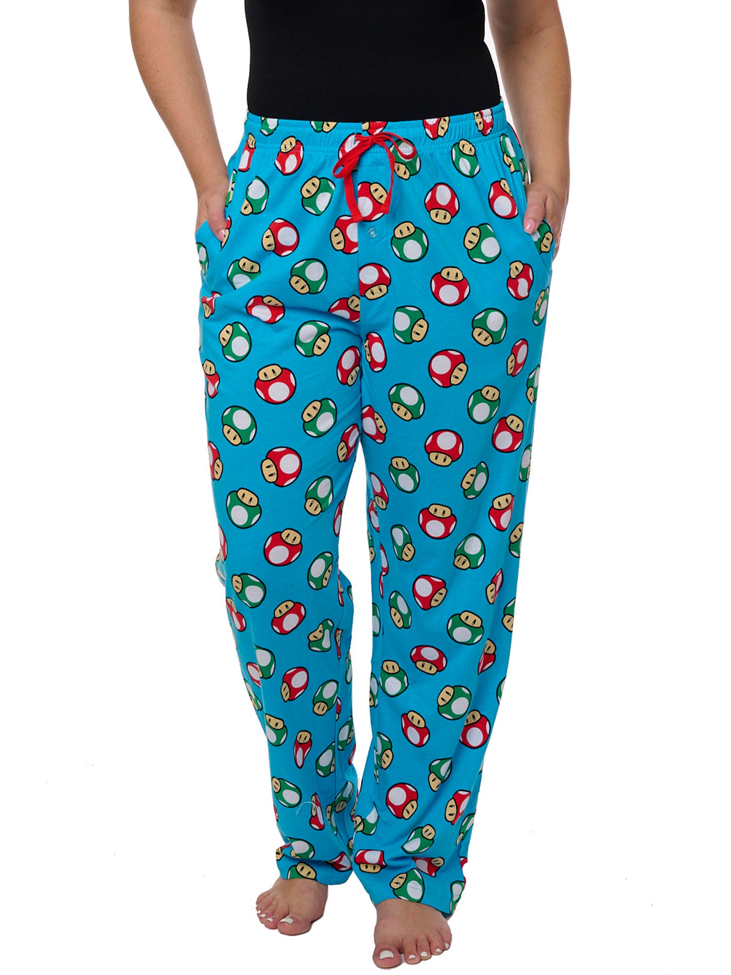 Super Mario Bros Women's Pajama Pants Lounge Wear Nintendo Blue