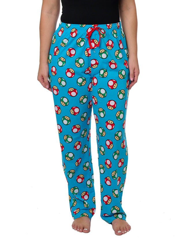 Super Mario Bros Women's Pajama Pants Lounge Wear Nintendo Blue