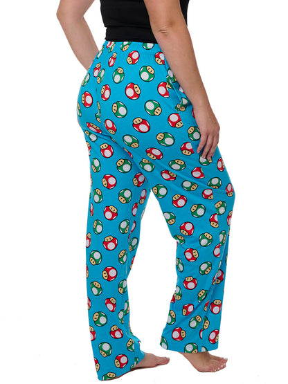 Super Mario Bros Women's Pajama Pants Lounge Wear Nintendo Blue