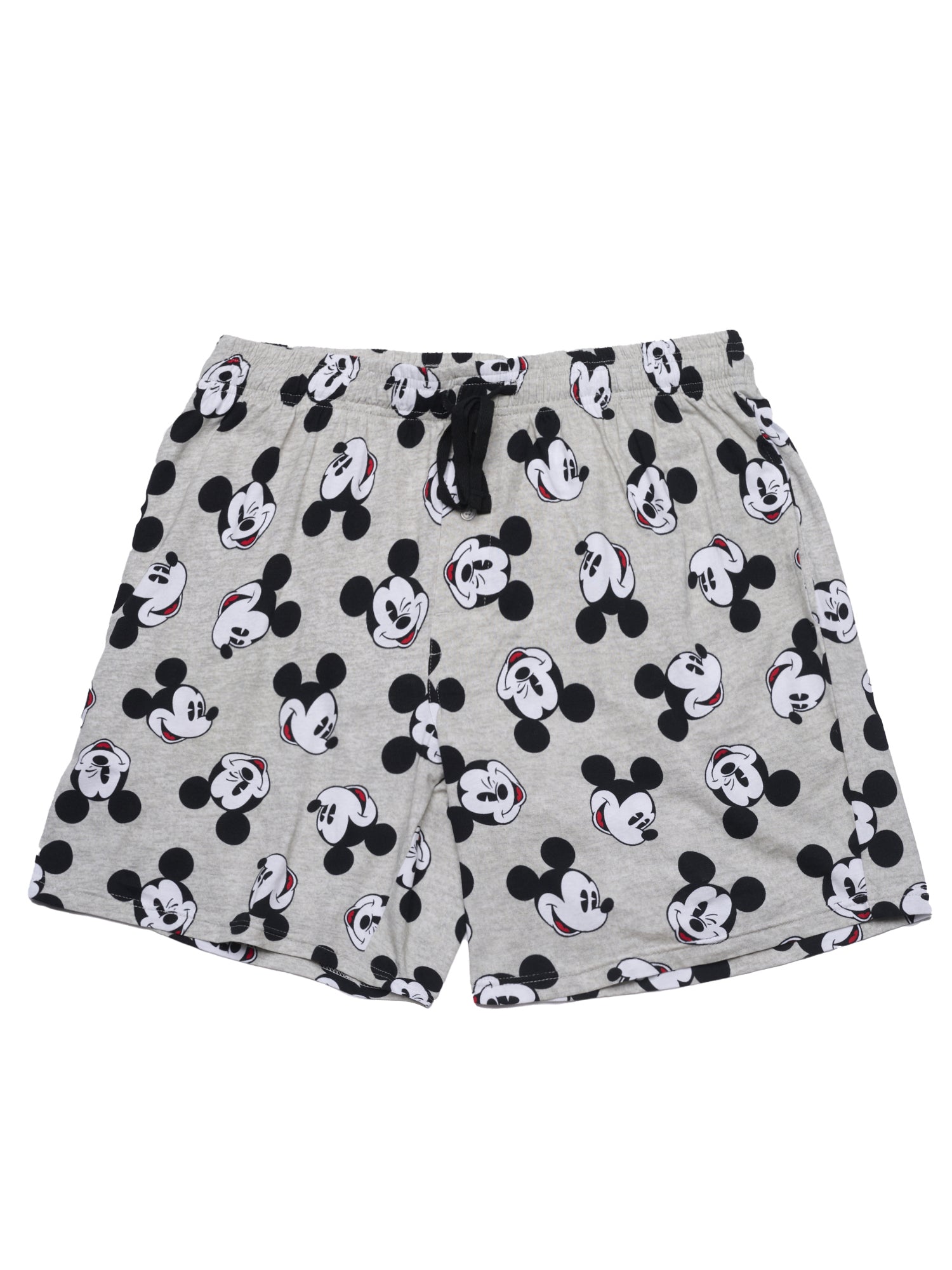 Mens Disney Mickey Mouse Pajama Sleep Shorts Gray Black Pockets