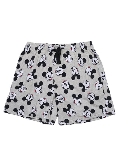 Mens Disney Mickey Mouse Pajama Sleep Shorts Gray Black Pockets