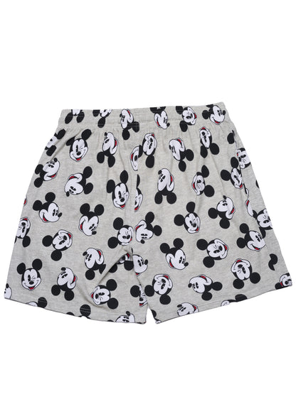 Mens Disney Mickey Mouse Pajama Sleep Shorts Gray Black Pockets
