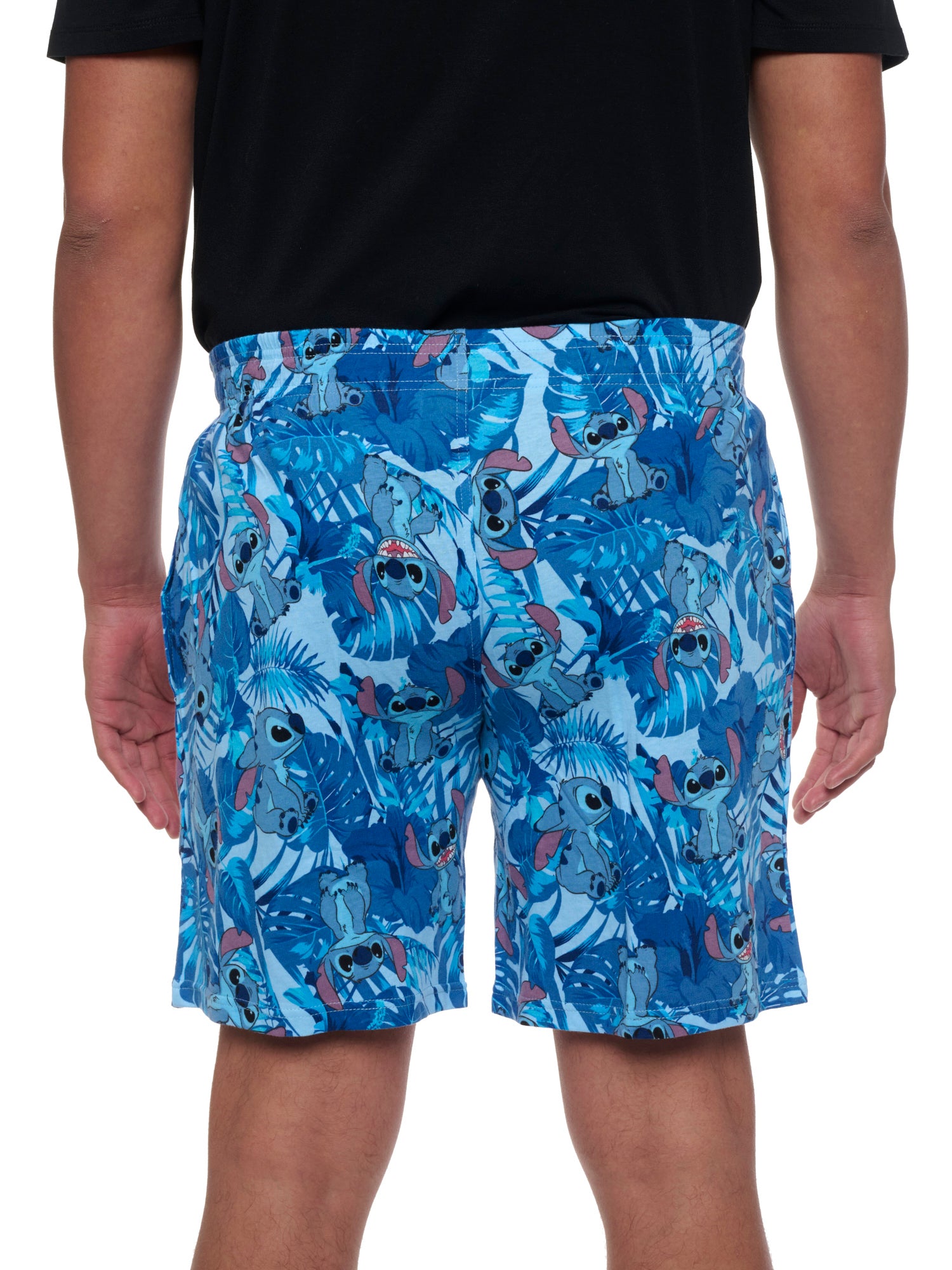 Mens Disney Stitch Pajama Sleep Shorts Loungewear Pockets Blue