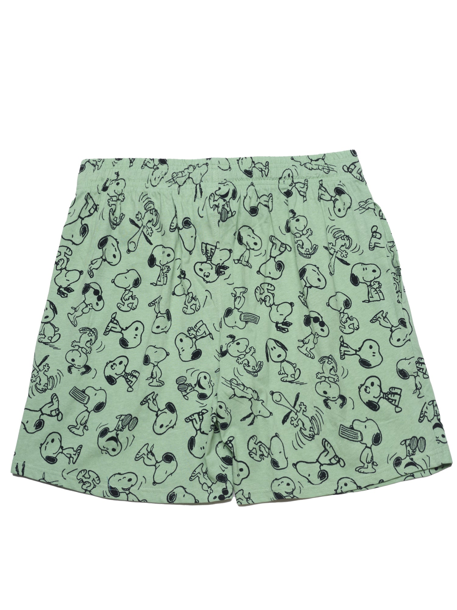 Mens Peanuts Snoopy Pajama Sleep Shorts Pockets Green