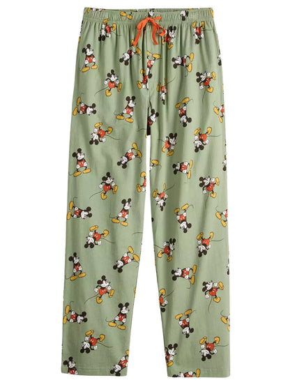Disney Mickey Mouse Men’s Pajama Pants Sleepwear Loungewear Soft Green
