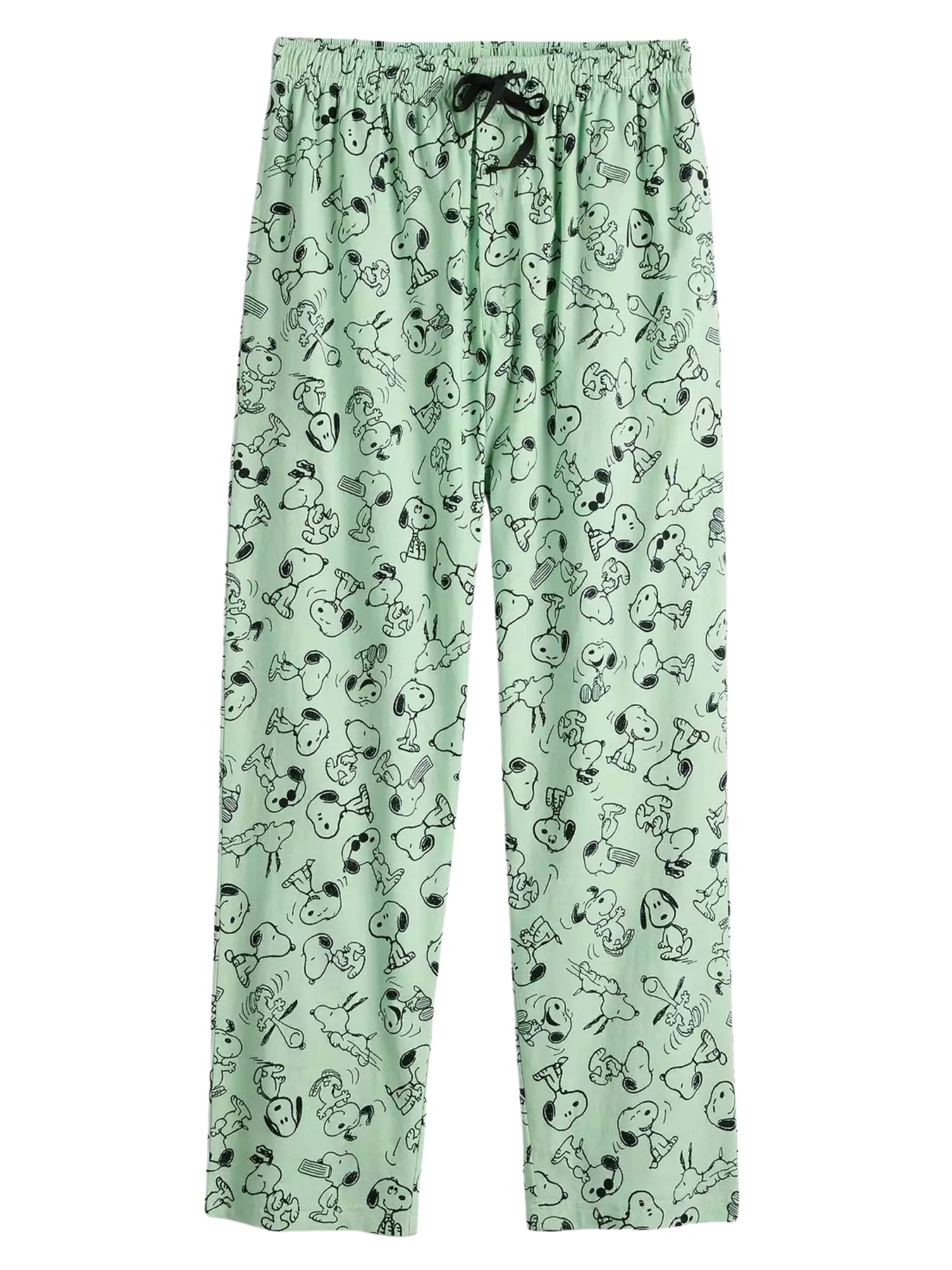 Men's Peanuts Snoopy Men’s Pajama Pants Lounge Sleepwear Green All-Over Print
