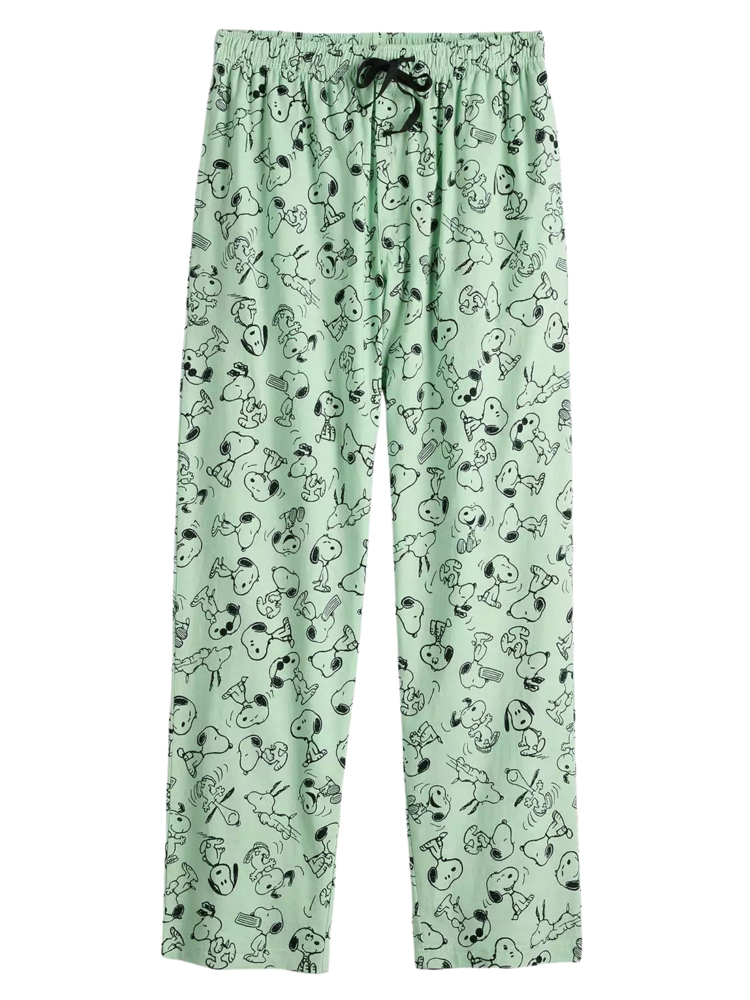 Men's Peanuts Snoopy Men’s Pajama Pants Lounge Sleepwear Green All-Over Print