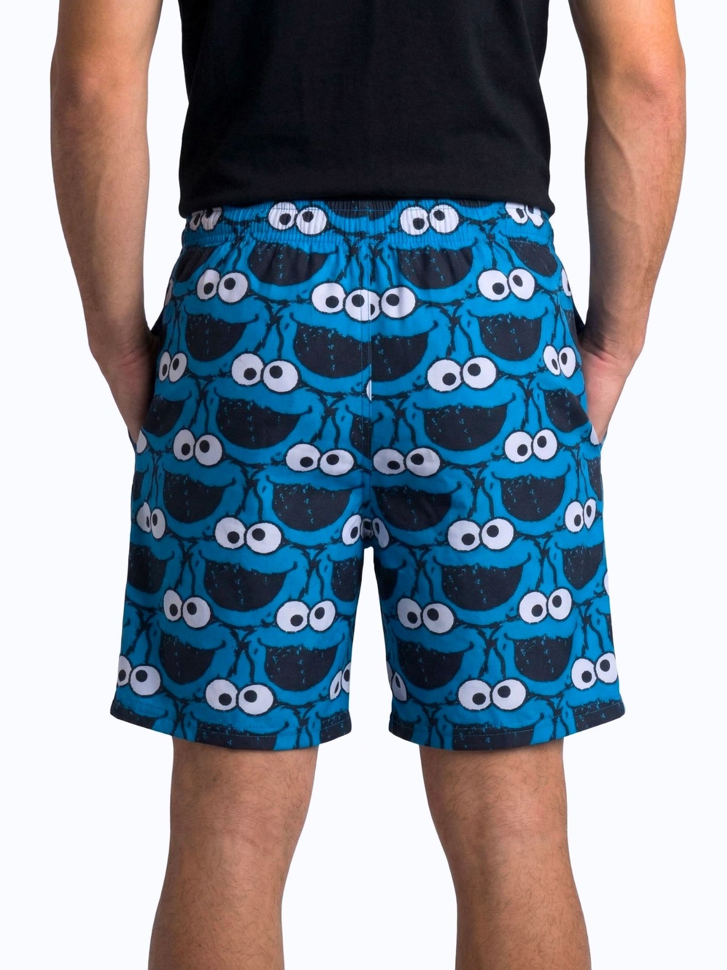 Men’s Sesame Street Cookie Monster Pajama Shorts Sleep Shorts Lounge Blue