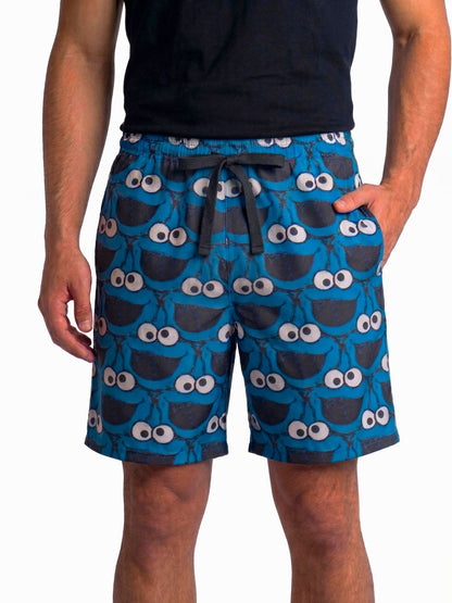 Men’s Sesame Street Cookie Monster Pajama Shorts Sleep Shorts Lounge Blue