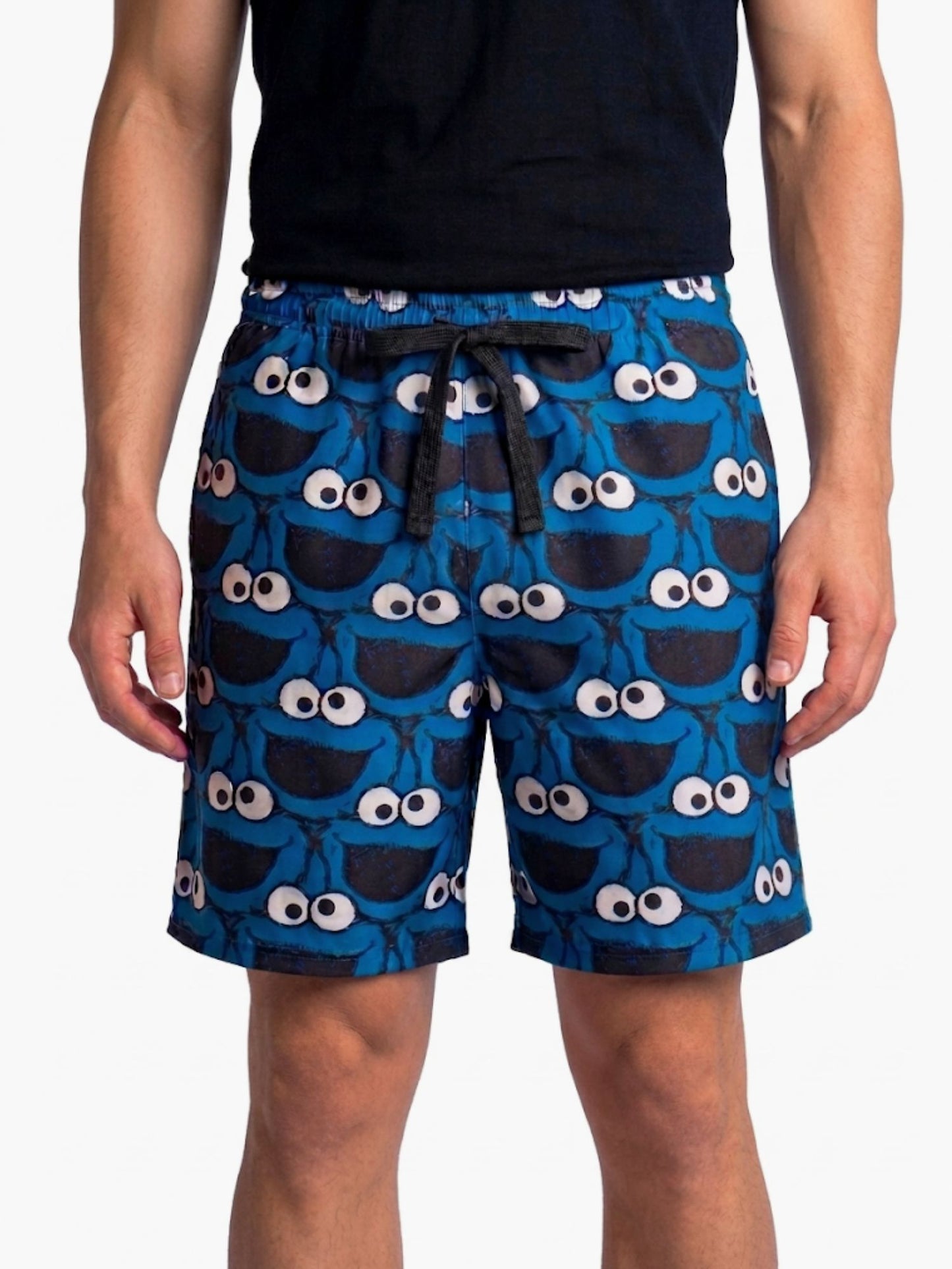 Men’s Sesame Street Cookie Monster Pajama Shorts Sleep Shorts Lounge Blue
