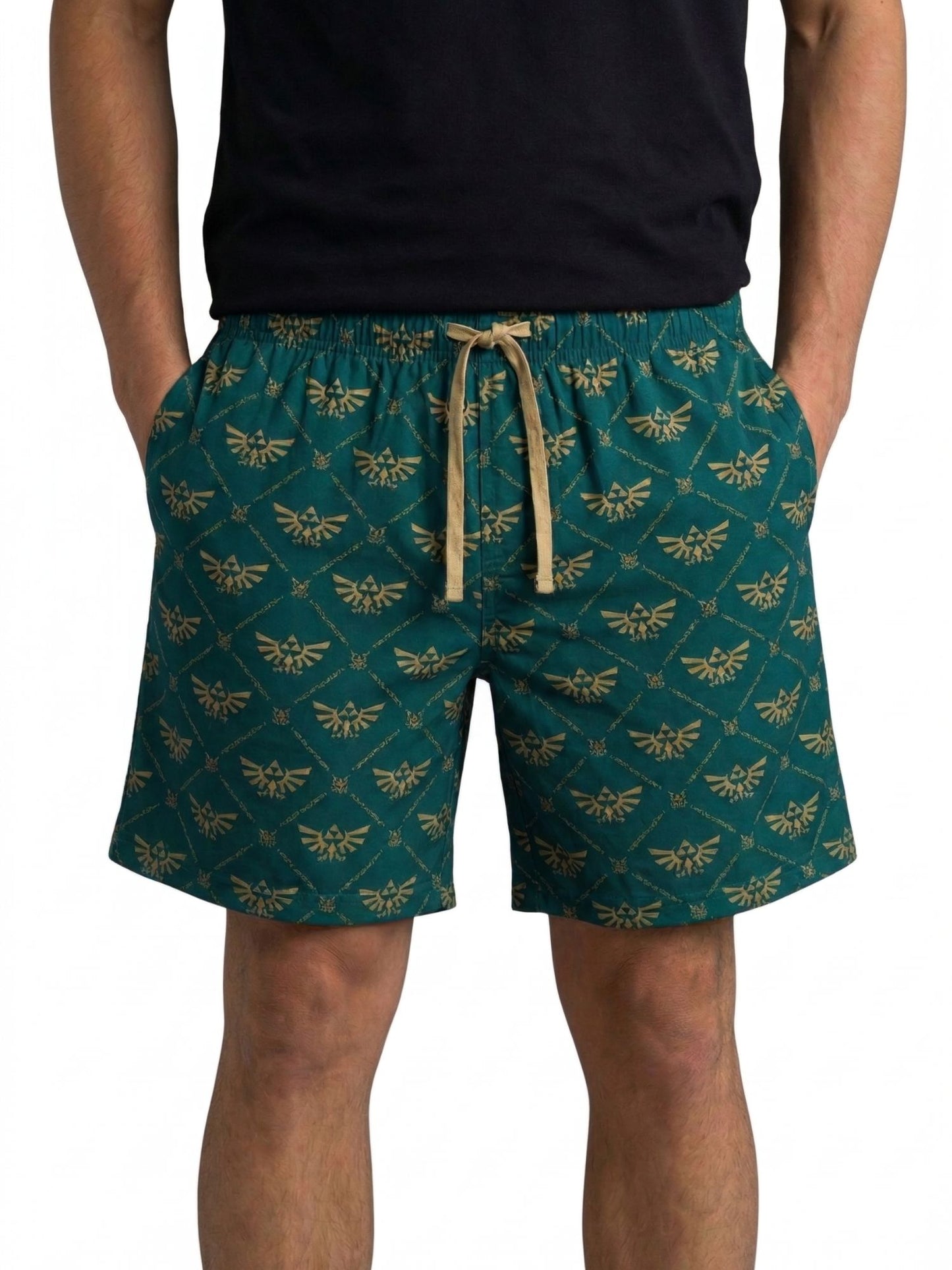 Mens Nintendo The Legend of Zelda Sleep Shorts Royal Crest Allover Print Pajamas