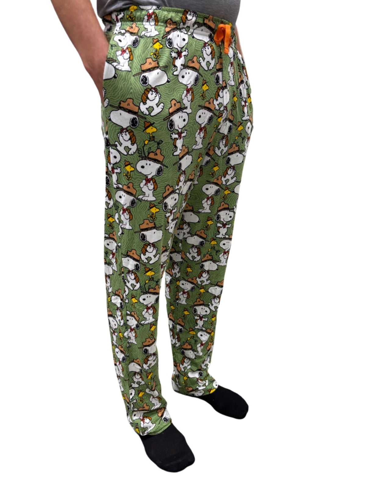 Men's Peanuts Snoopy Pajama Pants Beagle Scout Camping Lounge Wear