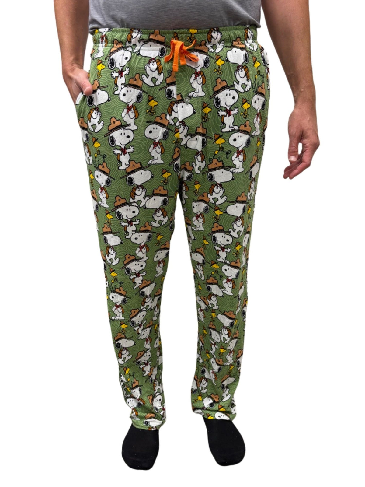 Men's Peanuts Snoopy Pajama Pants Beagle Scout Camping Lounge Wear