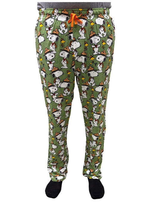 Men's Peanuts Snoopy Pajama Pants Beagle Scout Camping Lounge Wear