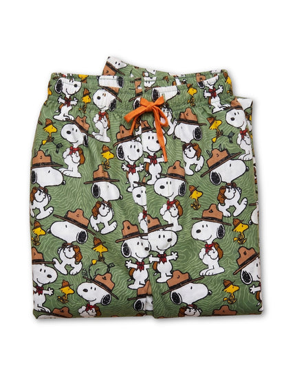 Men's Peanuts Snoopy Pajama Pants Beagle Scout Camping Lounge Wear