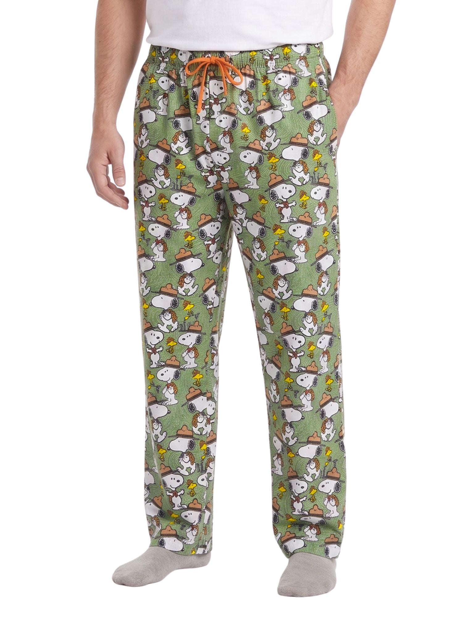 Men's Peanuts Snoopy Pajama Pants Beagle Scout Camping Lounge Wear