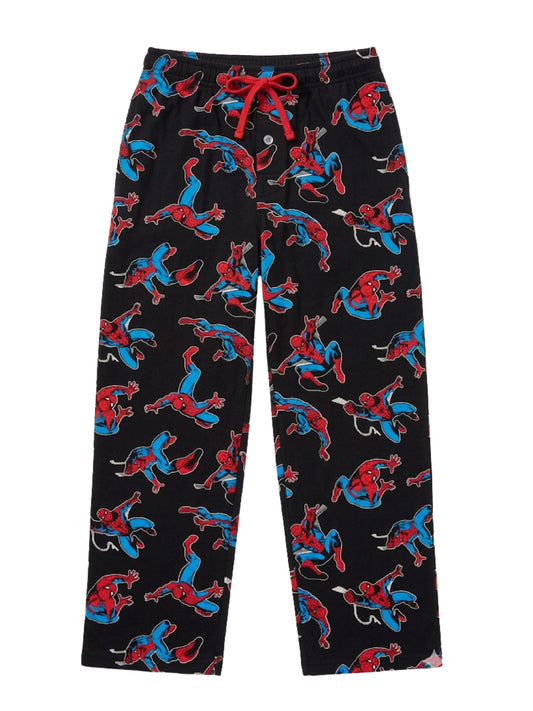 Men's Marvel Spider-Man Lounge Pants Mens Pajama Sleepwear All Over Print Black