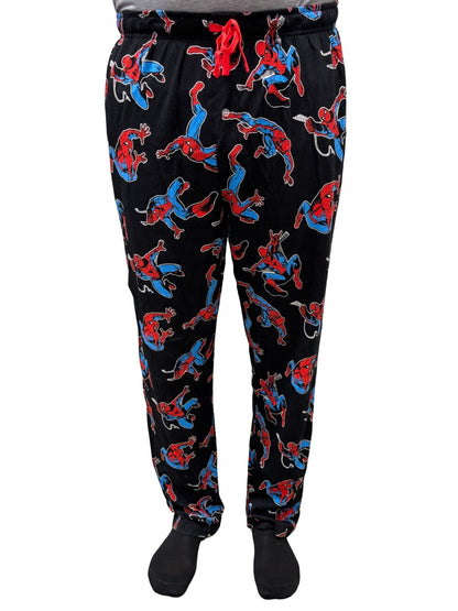 Men's Marvel Spider-Man Lounge Pants Mens Pajama Sleepwear All Over Print Black