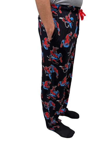 Men's Marvel Spider-Man Lounge Pants Mens Pajama Sleepwear All Over Print Black