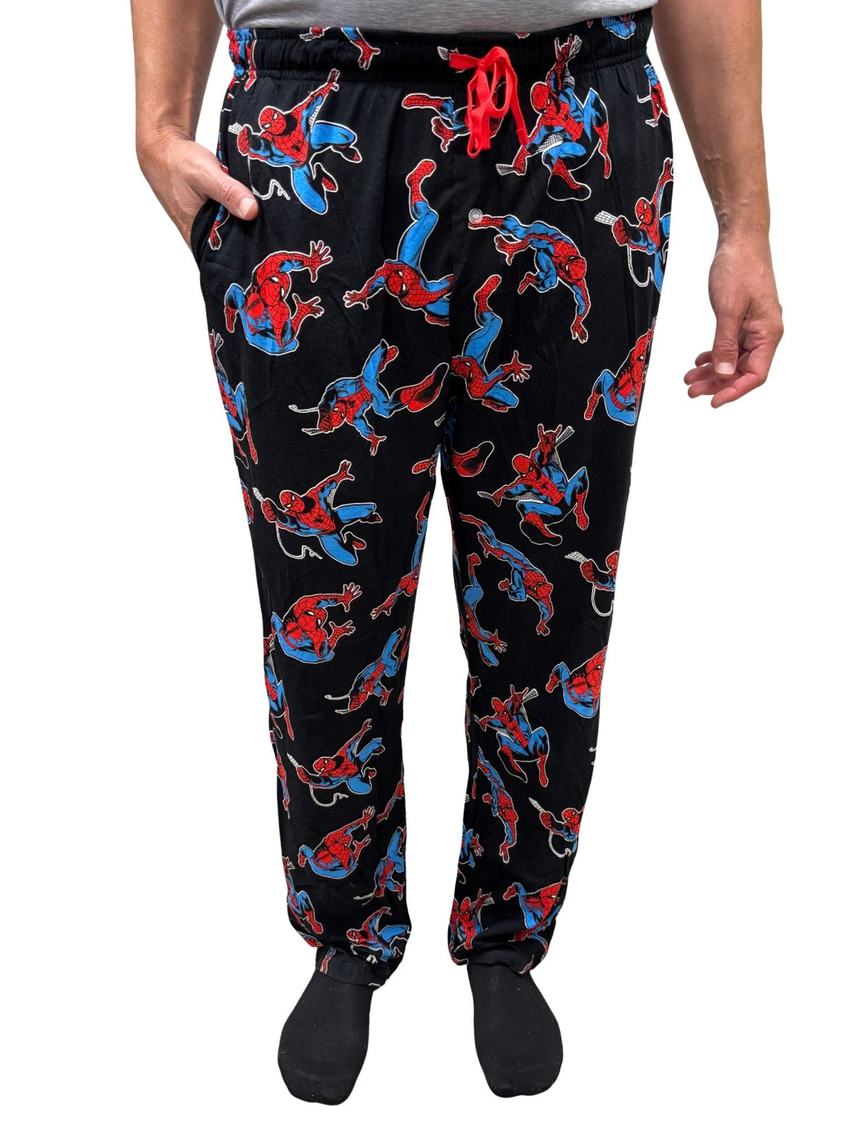 Men's Marvel Spider-Man Lounge Pants Mens Pajama Sleepwear All Over Print Black