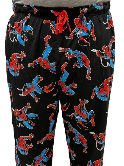 Men's Marvel Spider-Man Lounge Pants Mens Pajama Sleepwear All Over Print Black