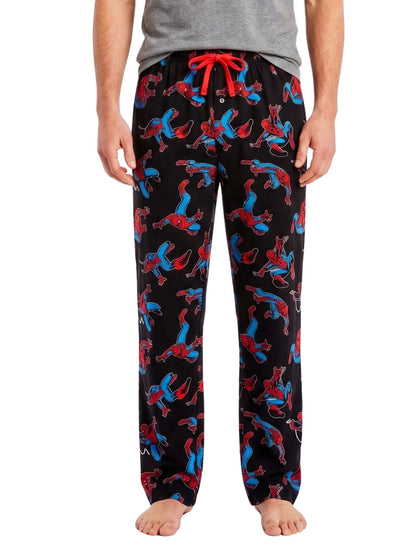 Men's Marvel Spider-Man Lounge Pants Mens Pajama Sleepwear All Over Print Black