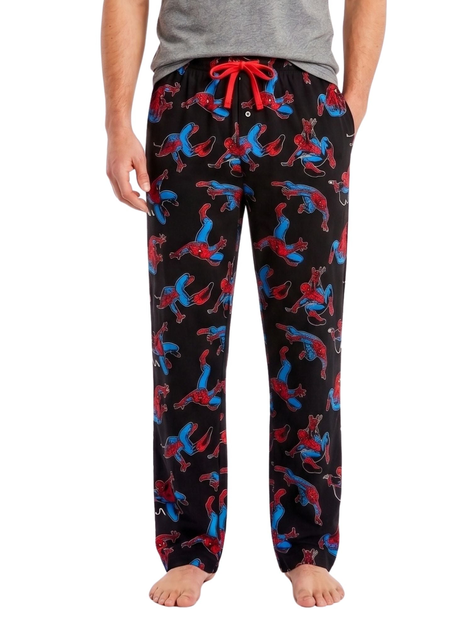 Men's Marvel Spider-Man Lounge Pants Mens Pajama Sleepwear All Over Print Black