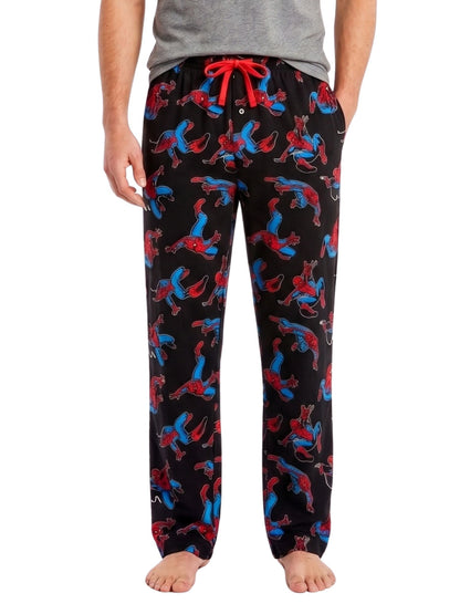 Men's Marvel Spider-Man Lounge Pants Mens Pajama Sleepwear All Over Print Black