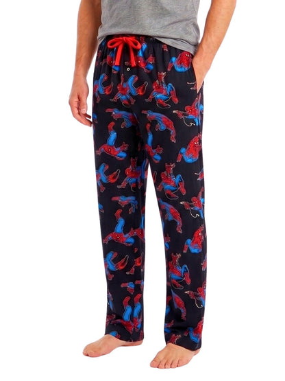 Men's Marvel Spider-Man Lounge Pants Mens Pajama Sleepwear All Over Print Black