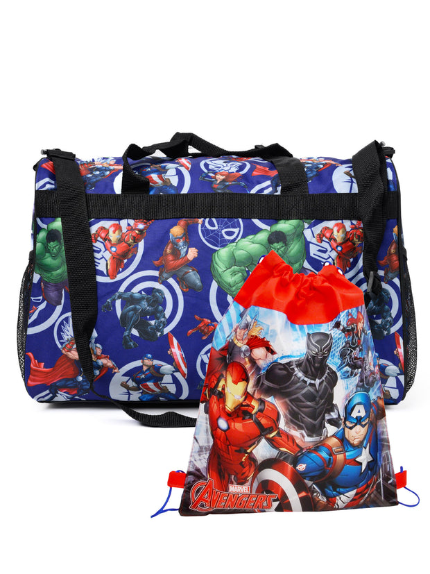 Avengers Assemble Duffel Bag 16" Carry-On Thor Iron Man w/ Marvel Sling Bag Set