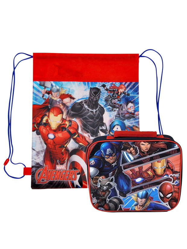Avengers Insulated Lunch Bag Thor Spider-Man w/ Boys Marvel Sling Bag Set