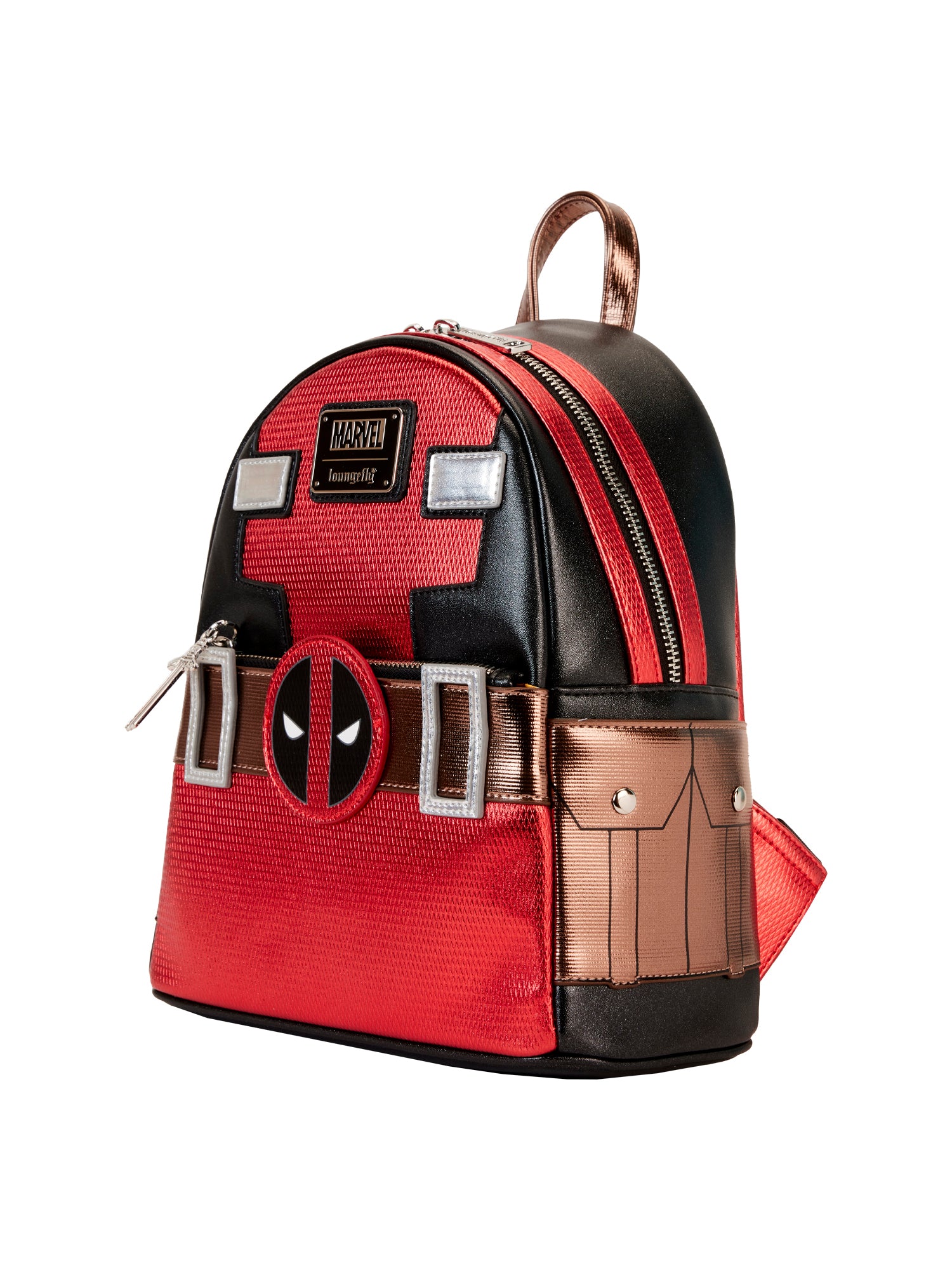 Loungefly x Marvel Deadpool Mini Backpack Handbag Metallic Red – Open and Clothing