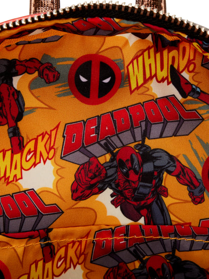 deadpool mini backpack Loungefly x Marvel Deadpool Mini Backpack Handbag Metallic Red – Open and Clothing