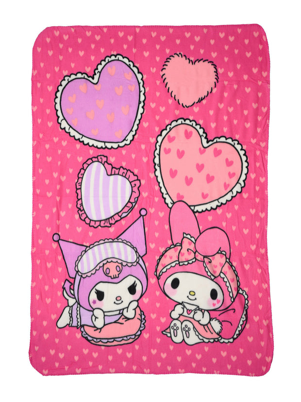 Sanrio Kuromi & My Melody Throw Blanket 45" x 60" Pink Hearts Girls