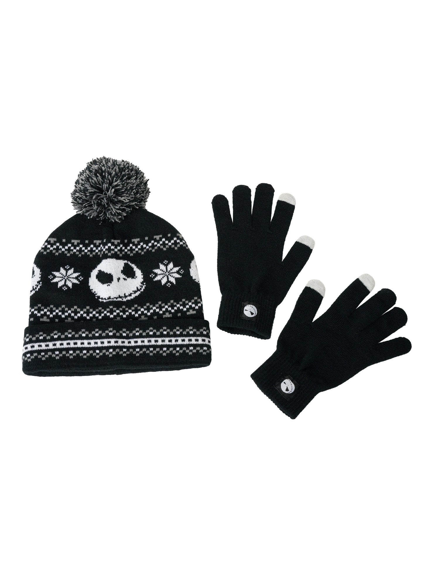 Adult Nightmare Before Christmas Knit Beanie Hat & Touch Screen Gloves Unisex
