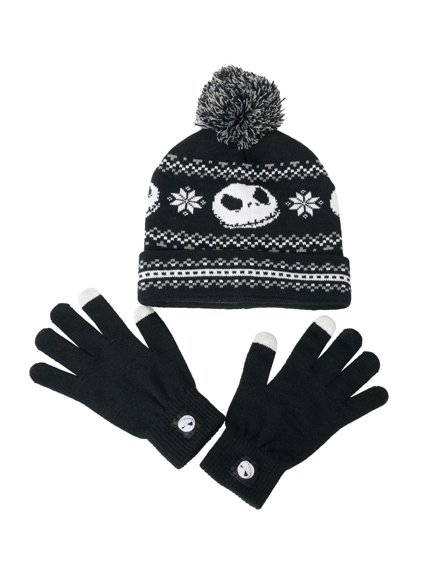 Adult Nightmare Before Christmas Knit Beanie Hat & Touch Screen Gloves Unisex