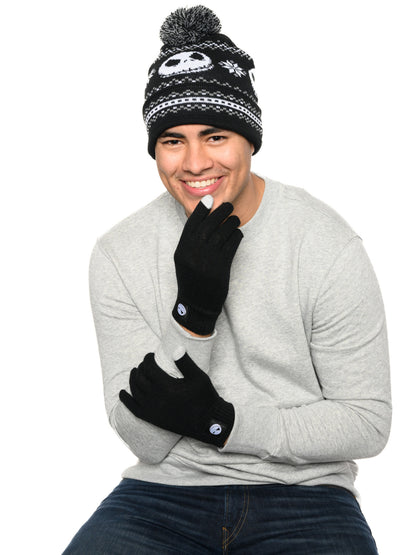 Women Men Teen Nightmare Before Christmas Knit Hat, Scarf & Gloves Gift Set