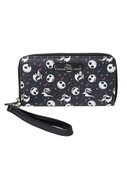 Nightmare Before Christmas Womens Zip Around Wallet All-Over Print Wristlet