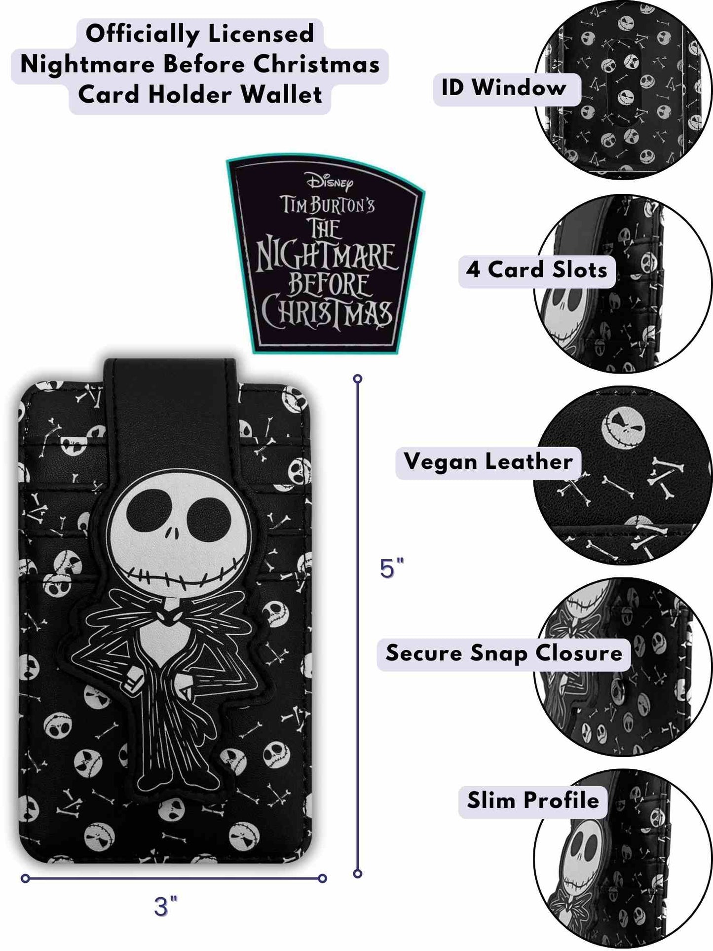 Women's Nightmare Before Christmas Passport Bag & Card Holder Wallet 2-Piece Set