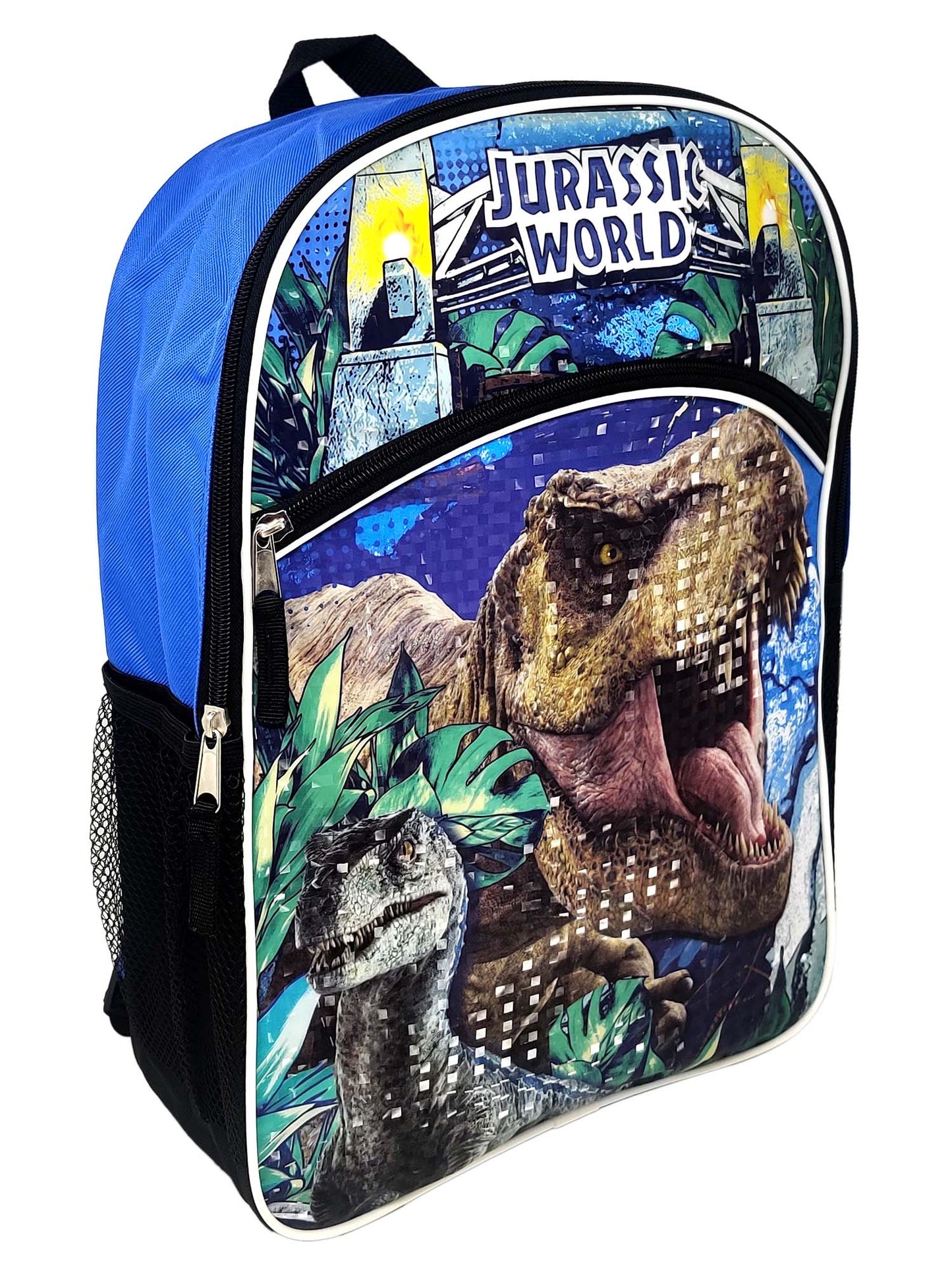 Jurassic World 16" Backpack Tyrannosaurus Rex Blue Raptor Dinosaurs
