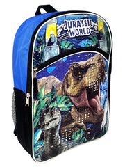 Jurassic World Backpack 16" T-Rex Raptor Blue w/ Sliding Pencil Case Set